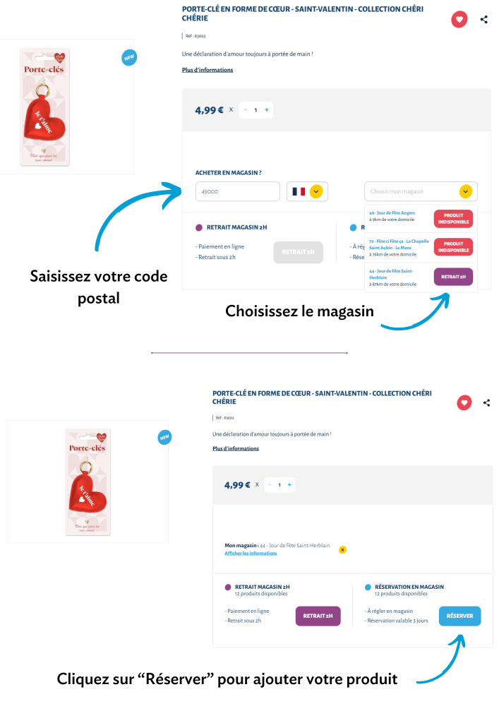 e-reservation fiche produit Ajout produit en E-Réservation