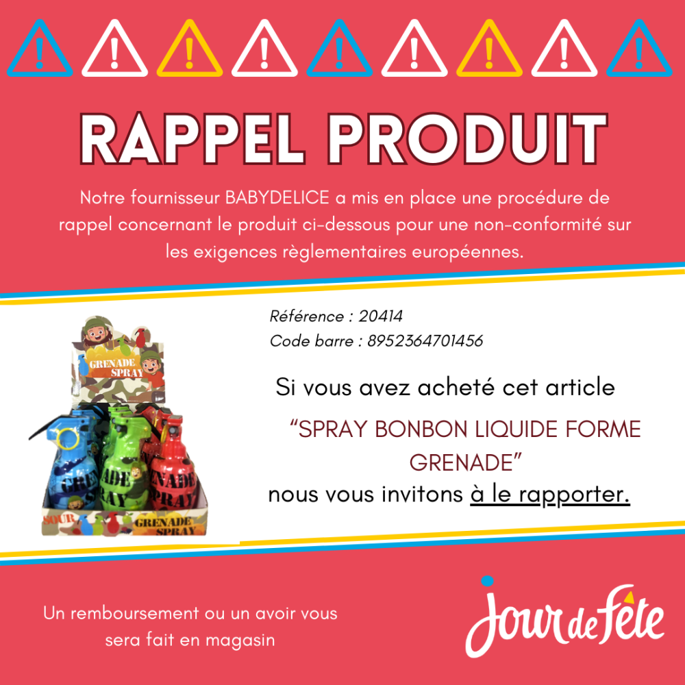 Un spray de bonbon liquide dans un sachet en forme de grenade