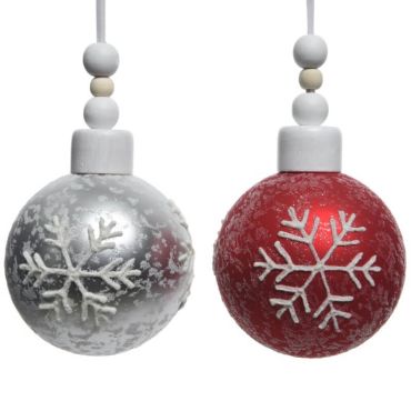 Boule de Noël - Flocons de Neige Pailletés - Rouge ou Blanc Boule de Noël - Flocons de Neige Pailletés - Rouge ou Blanc