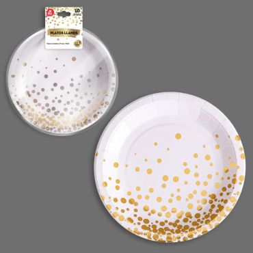 Des assiettes blanches à pois dorés pour votre fête | jourdefete.com Des assiettes blanches à pois dorés pour votre fête | jourdefete.com