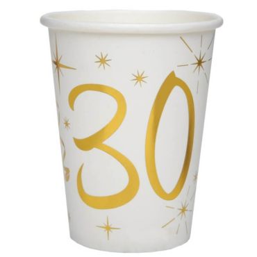 10 Gobelets en Carton Anniversaire - Blanc et Or - 30 ans | jourdefete.com 10 Gobelets en Carton Anniversaire - Blanc et Or - 30 ans | jourdefete.com