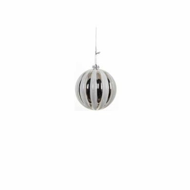 Boule de Sapin 15 cm - Argent / Blanc Boule de Sapin 15 cm - Argent / Blanc