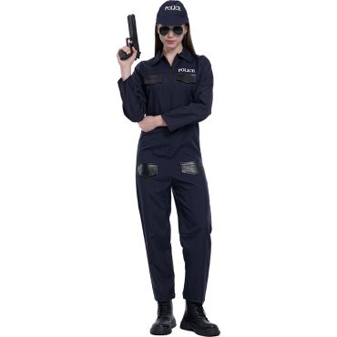 Déguisement de policière femme bleu marine avec casquette | jourdefete.com