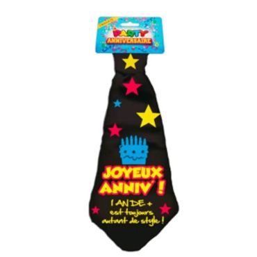 Cravate Anniversaire Adulte "Joyeux Anniversaire" - Noir Cravate Anniversaire Adulte "Joyeux Anniversaire" - Noir