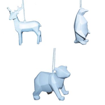 Décoration de Sapin Noël - Origami Blanc - Animal au Choix Décoration de Sapin Noël - Origami Blanc - Animal au Choix