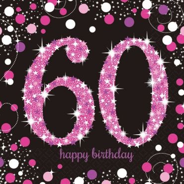 16 Serviettes 60 Ans - Rose / Noir | jourdefete.com 16 Serviettes 60 Ans - Rose / Noir | jourdefete.com
