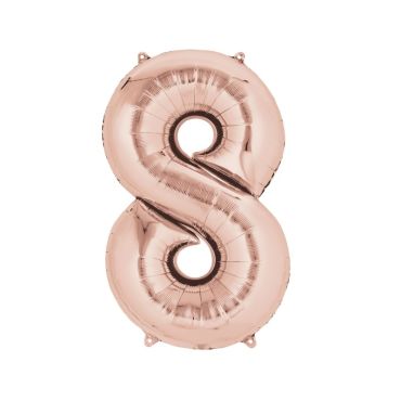 Méga Ballon Hélium - Chiffre 8 -  Rose Gold