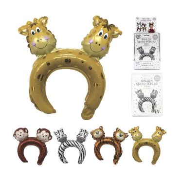 2 ballons serre-tête pour enfant modèle girafe, singe, zèbre ou tigre au choix 2 ballons serre-tête pour enfant modèle girafe, singe, zèbre ou tigre au choix