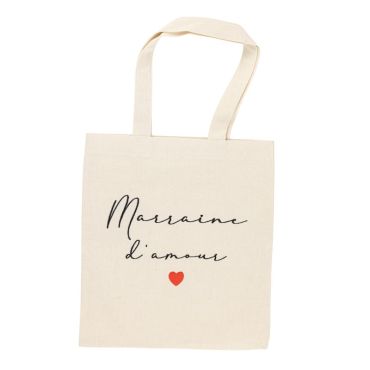 Un tote bag de couleur blanc crème à offrir à la marraine pour le baptême de votre enfant | jourdefete.com Un tote bag de couleur blanc crème à offrir à la marraine pour le baptême de votre enfant | jourdefete.com
