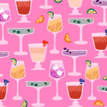 Serviettes cocktail roses avec illustrations de verres et cocktails | jourdefete.com Serviettes cocktail roses avec illustrations de verres et cocktails | jourdefete.com