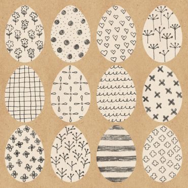 Serviettes en papier Pâques avec motifs d’œufs noir et blanc sur fond kraft | jourdefete.com Serviettes en papier Pâques avec motifs d’œufs noir et blanc sur fond kraft | jourdefete.com