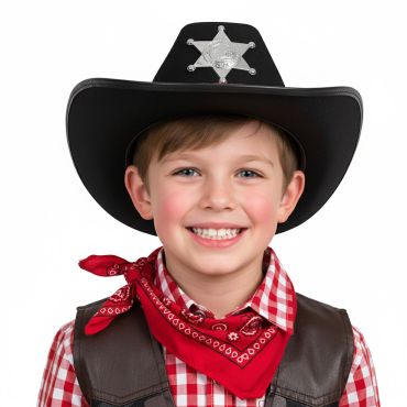 Chapeau de shérif pour enfant, modèle noir avec étoile argentée | jourdefete.com Chapeau de shérif pour enfant, modèle noir avec étoile argentée | jourdefete.com
