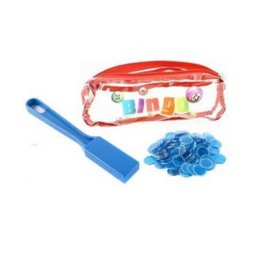 Kit 3 en 1 Bingo - Trousse + 1 Bâton Magnétique + 100 Pions - Bleu Kit 3 en 1 Bingo - Trousse + 1 Bâton Magnétique + 100 Pions - Bleu