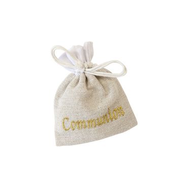 Sachet en toile brodée "Communion", idéal pour dragées et cadeaux | jourdefete.com Sachet en toile brodée "Communion", idéal pour dragées et cadeaux | jourdefete.com