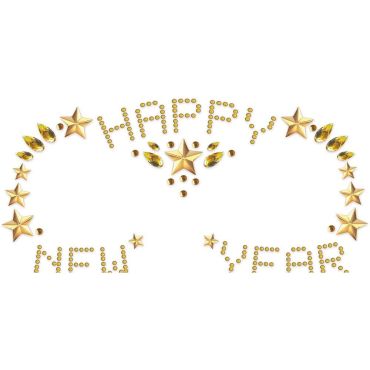Bijoux adhésifs visage Happy New Year argentés et dorés pour le réveillon | jourdefete.com Bijoux adhésifs visage Happy New Year argentés et dorés pour le réveillon | jourdefete.com