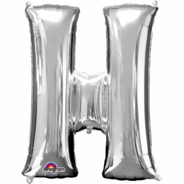 Méga Ballon Hélium - Lettre H - Argent Méga Ballon Hélium - Lettre H - Argent