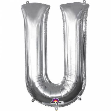 Méga Ballon Hélium - Lettre U - Argent Méga Ballon Hélium - Lettre U - Argent