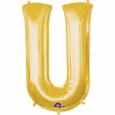 Méga Ballon Hélium - Lettre U - Or Méga Ballon Hélium - Lettre U - Or