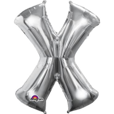 Méga Ballon Hélium - Lettre X - Argent Méga Ballon Hélium - Lettre X - Argent