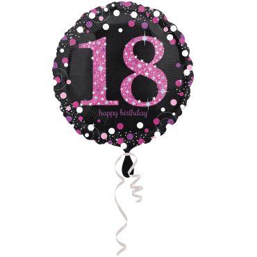 Ballon Hélium - "Happy Birthday 18" Rose / Noir Ballon Hélium - "Happy Birthday 18" Rose / Noir