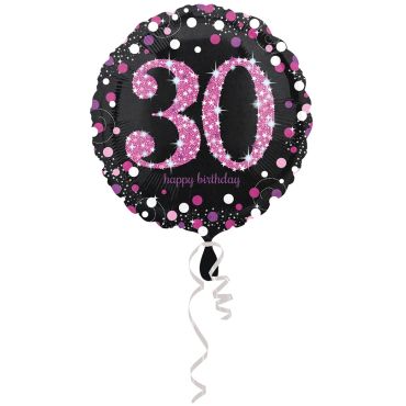 Ballon Hélium - "Happy Birthday 30" Rose / Noir Ballon Hélium - "Happy Birthday 30" Rose / Noir