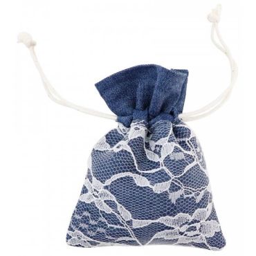 4 pochons jean en toile avec dentelle - 8 x 10 cm - Bleu Foncé | jourdefete.com 4 pochons jean en toile avec dentelle - 8 x 10 cm - Bleu Foncé | jourdefete.com
