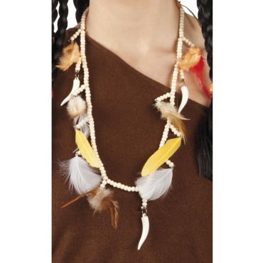 Collier Indien de perles et plumes Collier Indien de perles et plumes