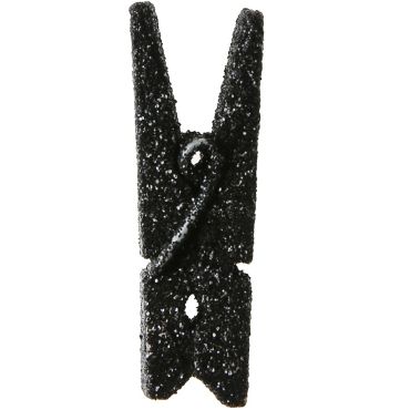 6 Petites Pinces Pailletées en Bois - Noir 6 Petites Pinces Pailletées en Bois - Noir