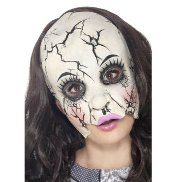 Demi Masque Latex Poupée en Porcelaine Cassée Demi Masque Latex Poupée en Porcelaine Cassée