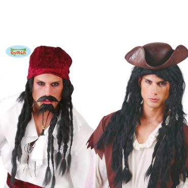 Perruque de Pirate Tresses Noires Perruque de Pirate Tresses Noires