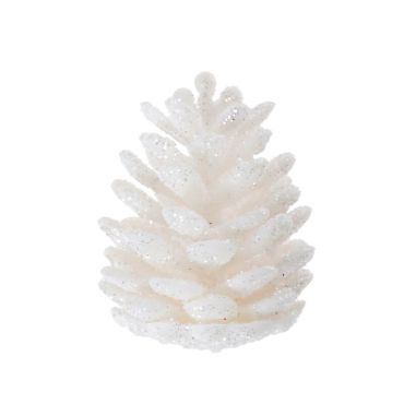 6 Pomme de Pin Pailletée - Blanc 6 Pomme de Pin Pailletée - Blanc