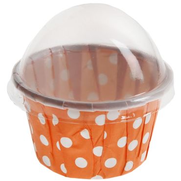 6 Contenants Cupcake à Pois - Orange 6 Contenants Cupcake à Pois - Orange