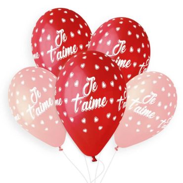 5 ballons rouges et roses imprimés " Je T'aime " de 33 cm | jourdefete.com 5 ballons rouges et roses imprimés " Je T'aime " de 33 cm | jourdefete.com