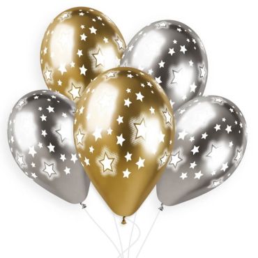 5 ballons shiny imprimés étoiles de 33 cm | jourdefete.com 5 ballons shiny imprimés étoiles de 33 cm | jourdefete.com
