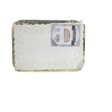Plateaux rectangulaires dorés avec napperons élégants 21x31 cm | jourdefete.com Plateaux rectangulaires dorés avec napperons élégants 21x31 cm | jourdefete.com