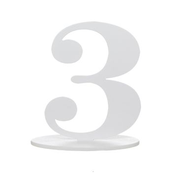 Chiffre 3 en Bois Blanc sur Socle Chiffre 3 en Bois Blanc sur Socle