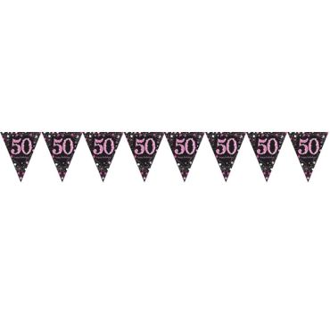 Guirlande Fanion - 50 Ans Rose Guirlande Fanion - 50 Ans Rose