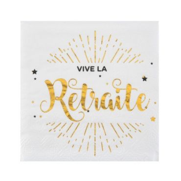 20 Serviettes "Vive la Retraite" - Elégant 20 Serviettes "Vive la Retraite" - Elégant