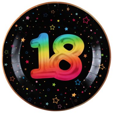Assiettes 18 ans Festicolor, déco anniversaire | jourdefete.com