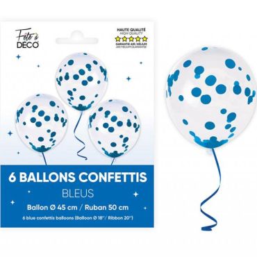 Lot de 6 ballons confettis bleus pour décoration festive | jourdefete.com Lot de 6 ballons confettis bleus pour décoration festive | jourdefete.com