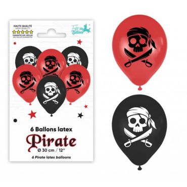 Un lot de 6 ballons pour un anniversaire pour enfant sur le thème des pirates | jourdefete.com Un lot de 6 ballons pour un anniversaire pour enfant sur le thème des pirates | jourdefete.com