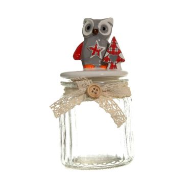 Pot en verre - Chouette - 15cm Pot en verre - Chouette - 15cm