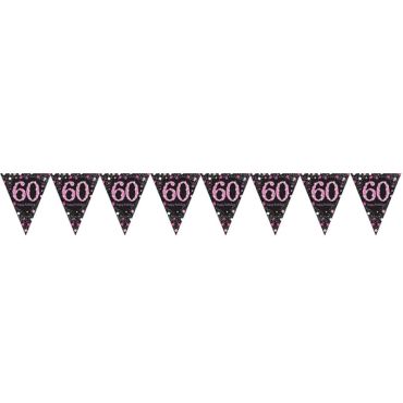 Guirlande Fanion - 60 Ans Rose Guirlande Fanion - 60 Ans Rose