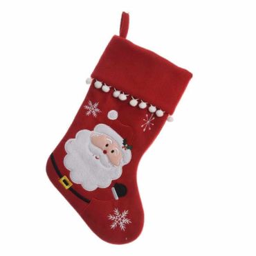 Chaussette de Noël avec Pompons - Père Noël Chaussette de Noël avec Pompons - Père Noël