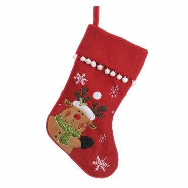 Chaussette de Noël avec Pompons - Renne Chaussette de Noël avec Pompons - Renne