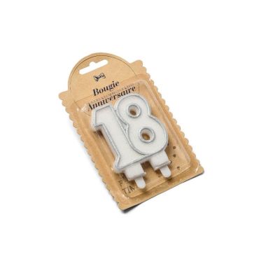 Bougie 18 Ans Pailleté Argent Bougie 18 Ans Pailleté Argent