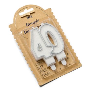 Bougie Chiffres Anniversaire 40 ans - Pailletée Argent Bougie Chiffres Anniversaire 40 ans - Pailletée Argent