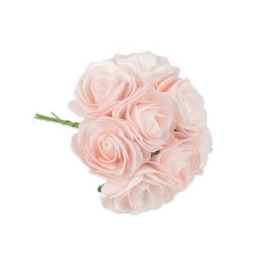 8 Grandes Roses en Mousse sur Tige - Rose 8 Grandes Roses en Mousse sur Tige - Rose