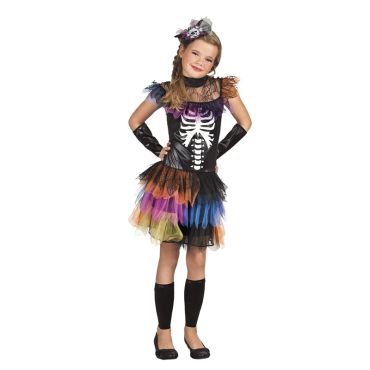 Déguisement de Squelette Multicolore Fille - Taille au Choix Déguisement de Squelette Multicolore Fille - Taille au Choix