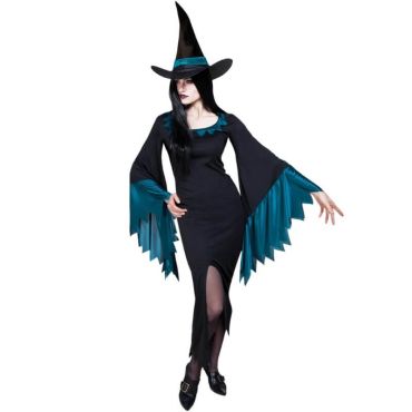 Déguisement Femme - Sorcière - Noir et Bleu - Taille Unique
